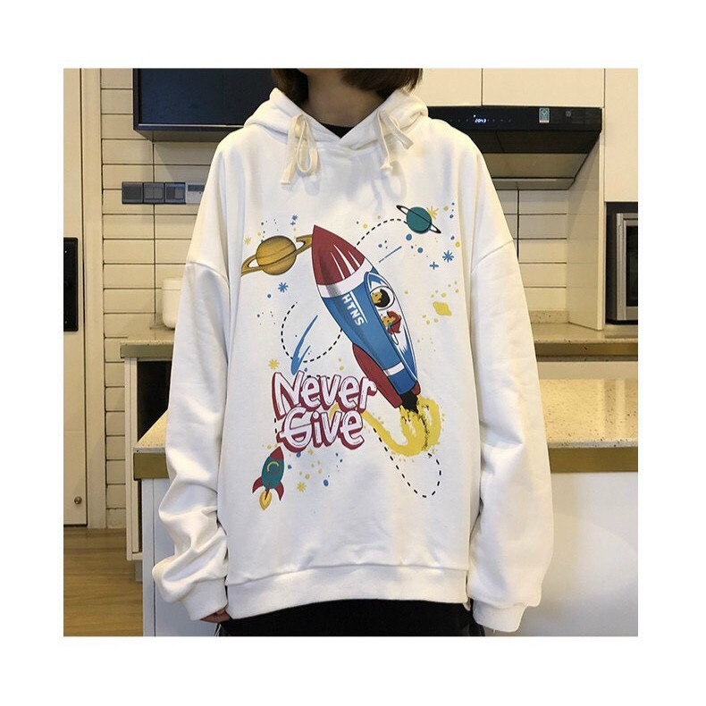 Áo khoác, áo hoodie unisex nam nữ nỉ ngoại tên lửa never give cực đỉnh năng động thời trang học đường