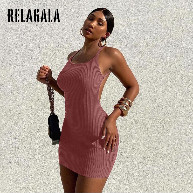 Đầm Dệt Kim Sát Nách Màu Trơn Dáng Ôm Thời Trang Quyến Rũ Cho Nữ