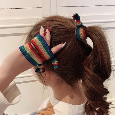 Nhập FAMAY8 giảm 10k_ Chun buộc tóc vải phối hạt nhựa nhiều màu thời trang cho nữ