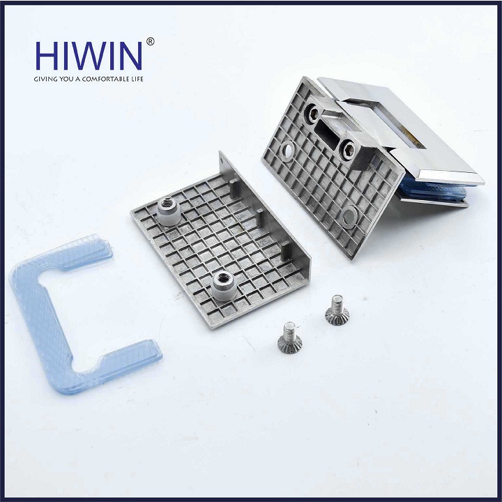 Bản lề phòng tắm kính 90 độ kính kính cạnh vát chất liệu inox 304 mặt gương HIWIN HG-011 (dày 5 mm)