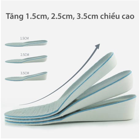 1 cặp lót giày cao su độn đế tăng 1.5cm, 2.5cm hoặc 3.5cm - Loại nguyên bàn chân - PK15