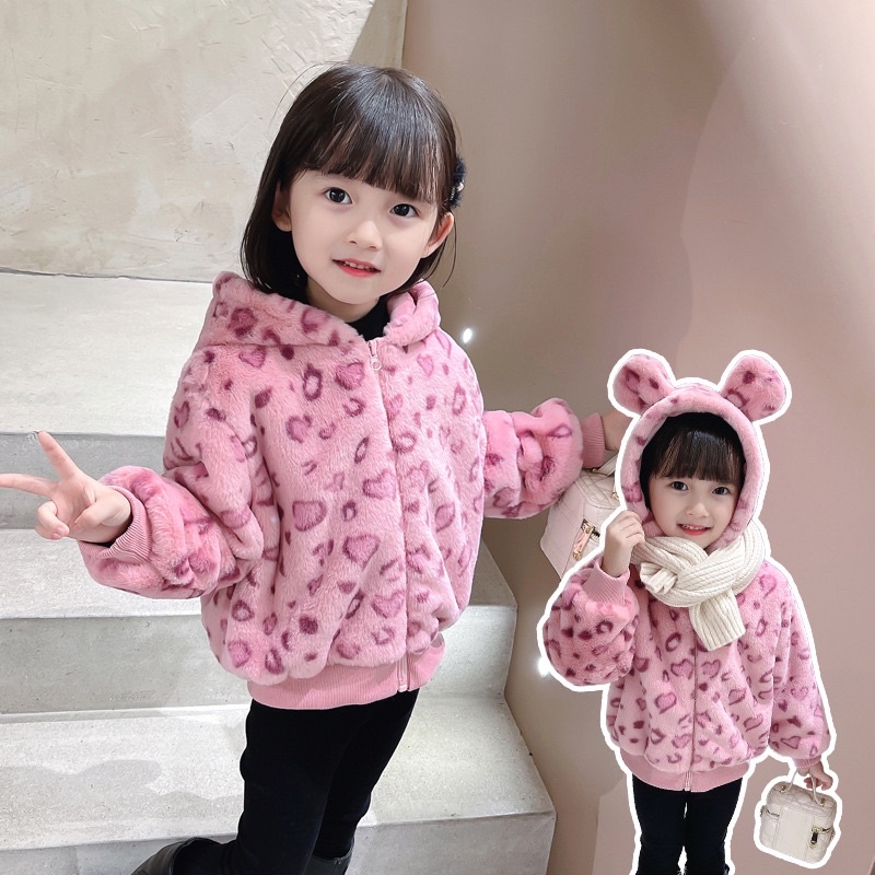 Áo Khoác Lông Màu Hồng Bé Gái AMYBABY Quảng Châu CAO CẤP Thu Đông Cho Bé (Ảnh thật)