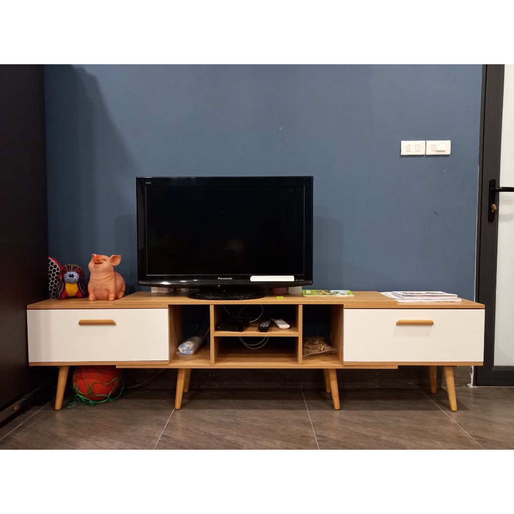 Kệ ti vi thông minh điều chỉnh kích thước 2 hộc kéo sức chưa lớn - gp83