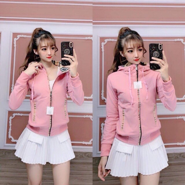 Áo khoác thun da cá viền túi + khoá bbr cực đẹp