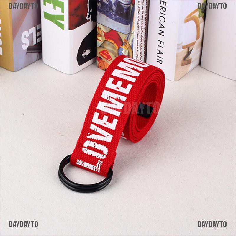 Thắt Lưng Vải Canvas Hai Lớp In Chữ D Phong Cách Harajuku Thời Trang