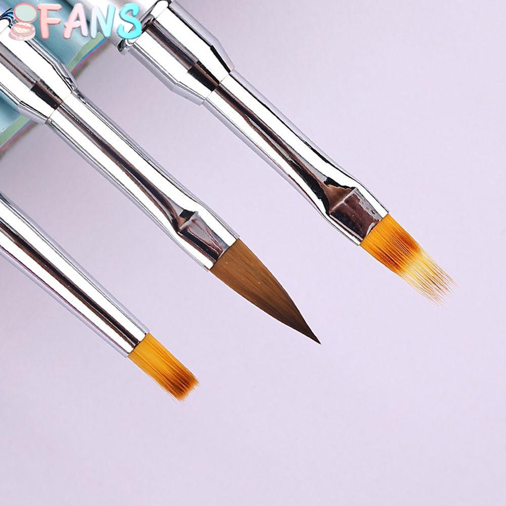 FANS 1pc bàn chải móng tay bút khắc được sơn vẽ hoa chải kim loại đầy màu sắc
