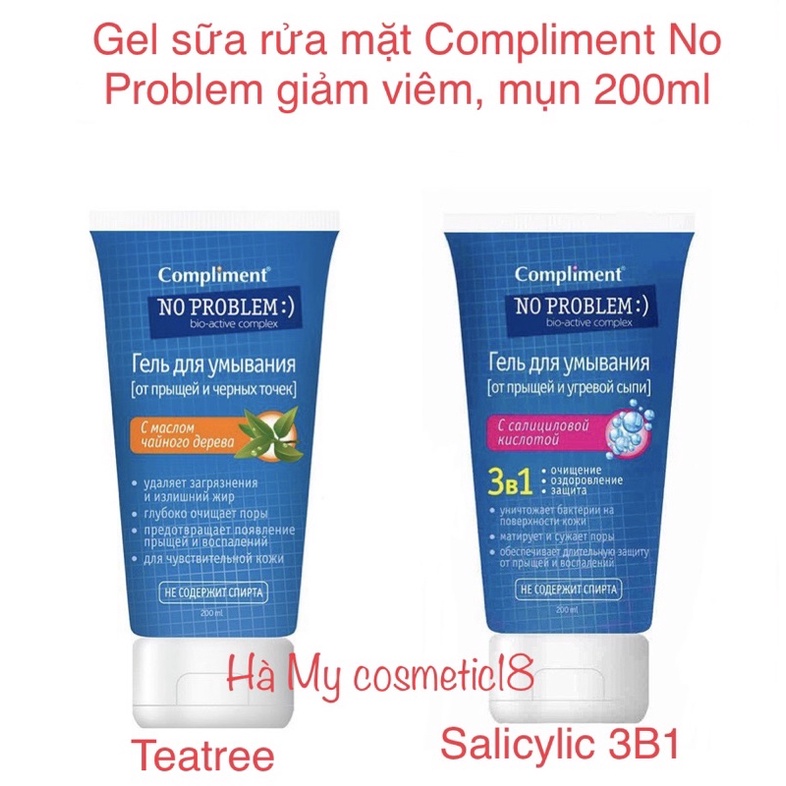 Sữa rửa mặt - Gel NO PROBLEM Compliment chứa Tea Tree Salicylic Acid,giảm viêm , mụn