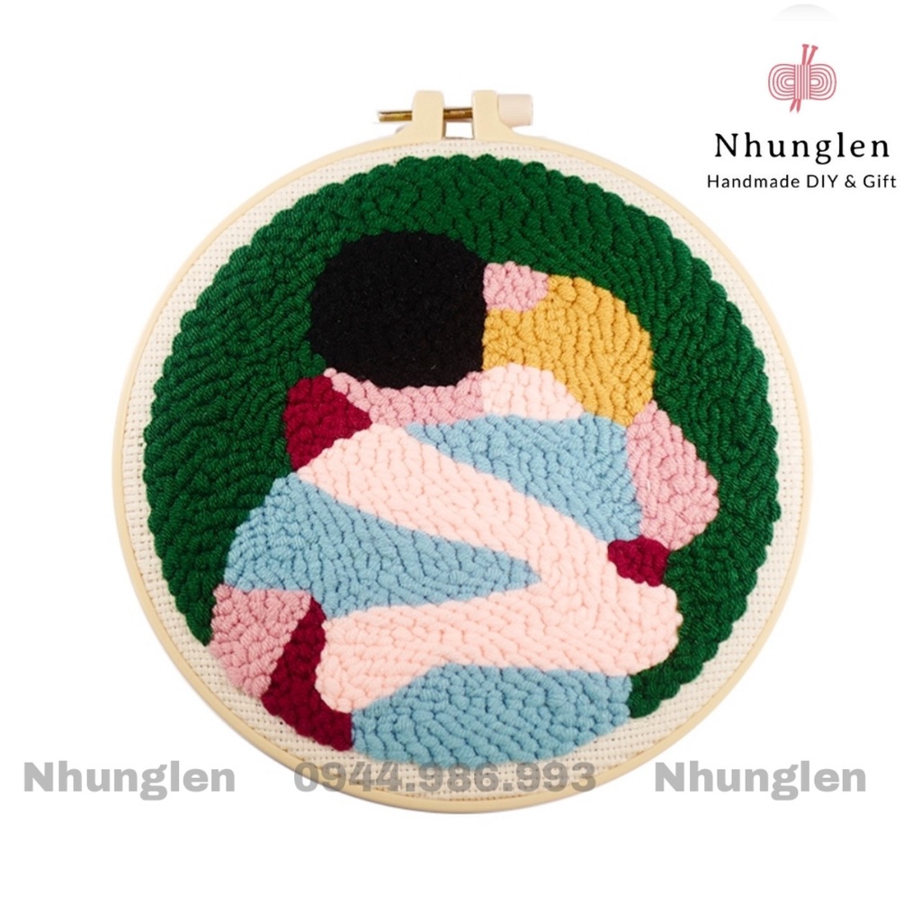 DIY Bộ Thêu Len Xù Cặp Đôi Ôm Nhau - Punch Needle Decor -  Qùa Tặng Handmade Ý Nghĩa