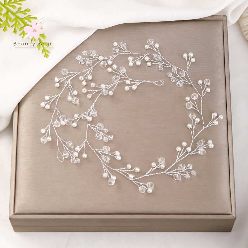 Mới Băng Đô Cài Tóc Đính Ngọc Trai Nhân Tạo Xinh Xắn Cho Cô Dâu