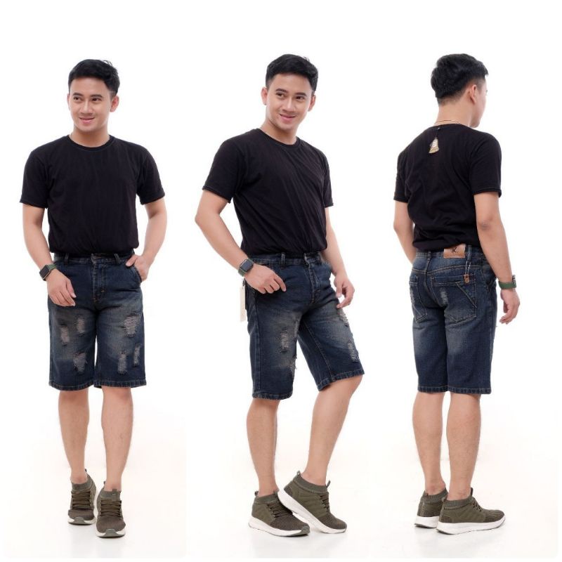 LEVIS Quần Short Denim Màu Đen Rách Cá Tính Hợp Thời Trang Cho Nam