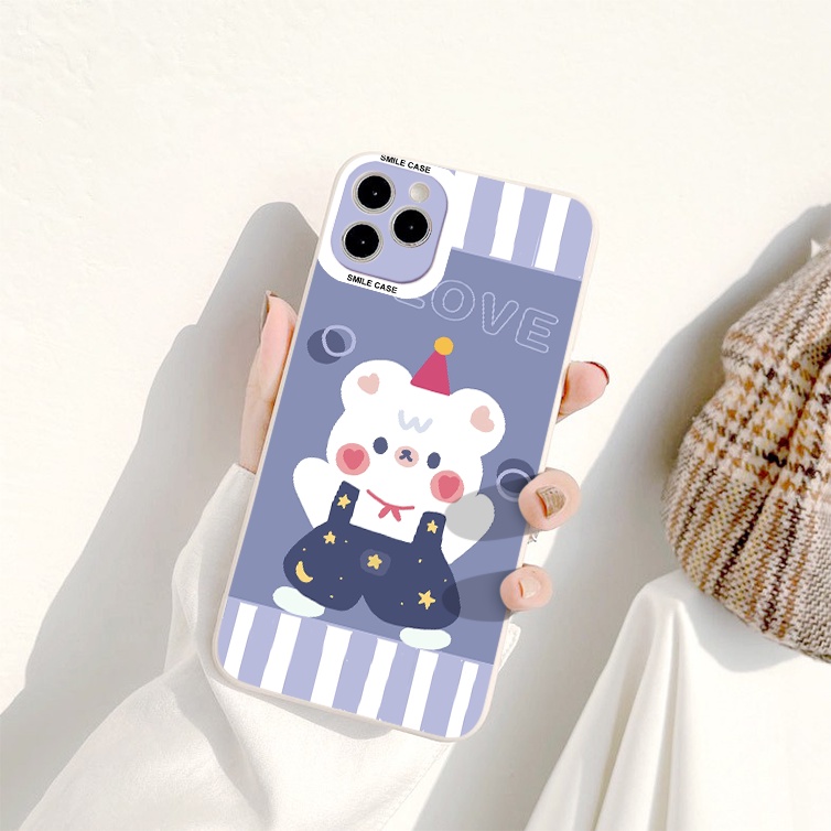 Ốp điện thoại iphone gấu trắng cute ốp lưng iphone vuông cạnh 6/7/8/Plus/X/Xr/11/Pro/Max/12//13/13promax th301