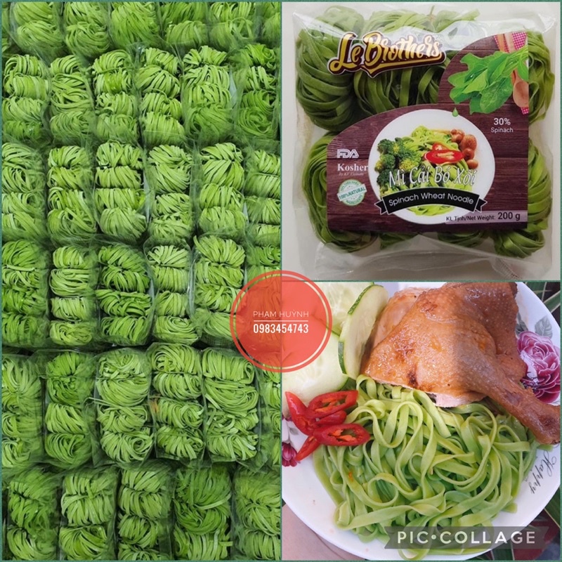 Mì cải bó xôi hữu cơ Le Brothers gói 200g, Mỳ cải bó xôi rau củ giảm cân, eat clean, bổ sung chất xơ, vitamin