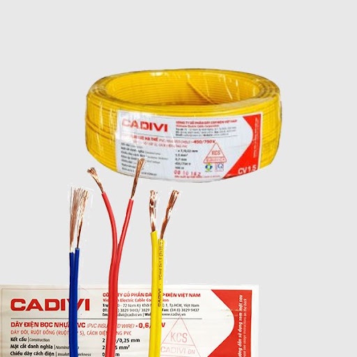 Dây điện đôi CADIVI loại VCmd 2x0.5, 2x1, 2x1.5, dây điện bọc nhựa pvc, lõi đồng, bán theo mét tới