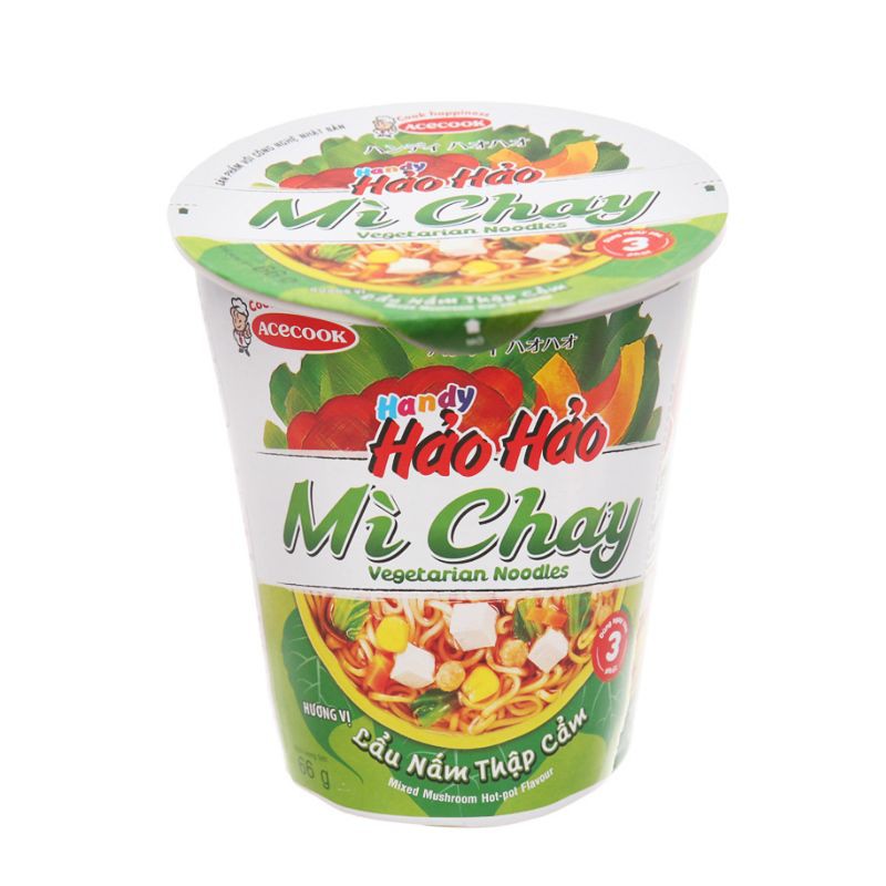 Combo 3 Mì Hảo Hảo Lẩu Nấm Chay Ly 66g