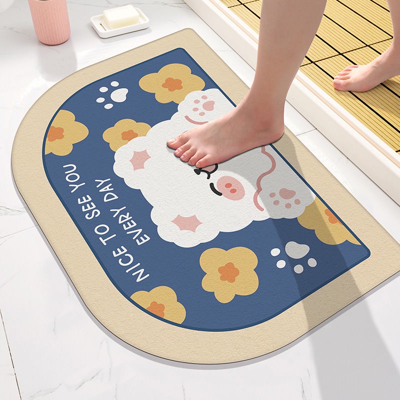 Thảm lót cửa chùi chân Chống Trượt Thấm Hút Tốt Nhanh Khô Họa Tiết Hoạt Hình Đáng Yêu