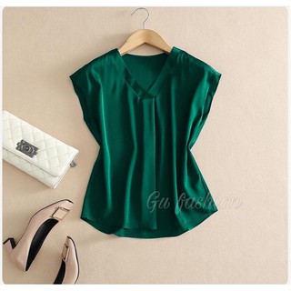 Áo lụa công sở tay chờm vai cổ V