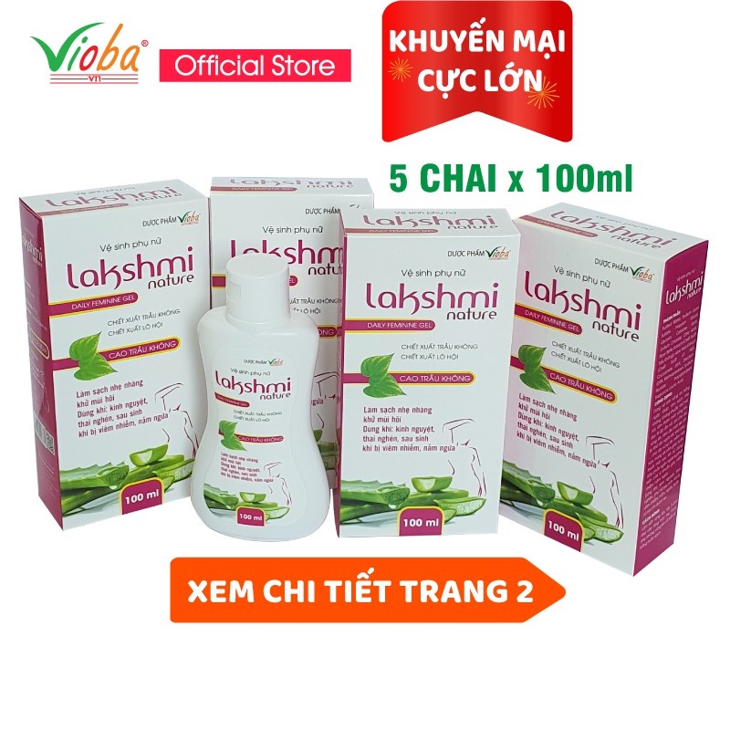 Combo 5 chai Dung dịch vệ sinh phụ nữ LAKSHMI VIOBA (chai 100ml)