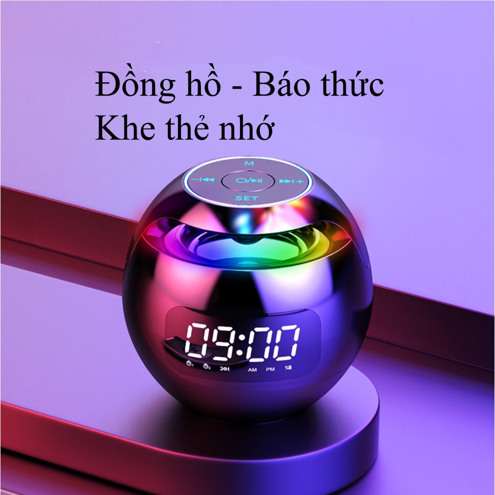 Loa Bluetooth 5.0 không dây G90 tích hợp đồng hồ báo thức , màn hình LED, hỗ trợ thẻ nhớ