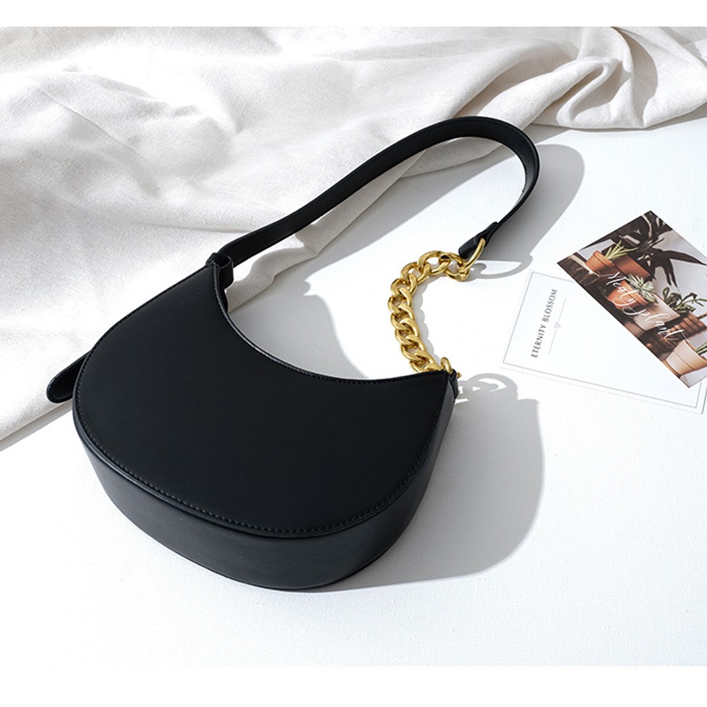 Túi Kẹp Nách Nữ Bán Nguyệt Dây Da Phối Xích Đeo Vai Trẻ Trung Sành Điệu Phong Cách Hàn Quốc | BigBuy360 - bigbuy360.vn
