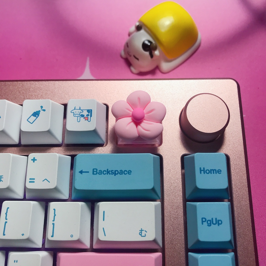Nút Keycap lẻ bông hoa trang trí bàn phím cơ gaming, đế xuyên led - profile OEM 1u
