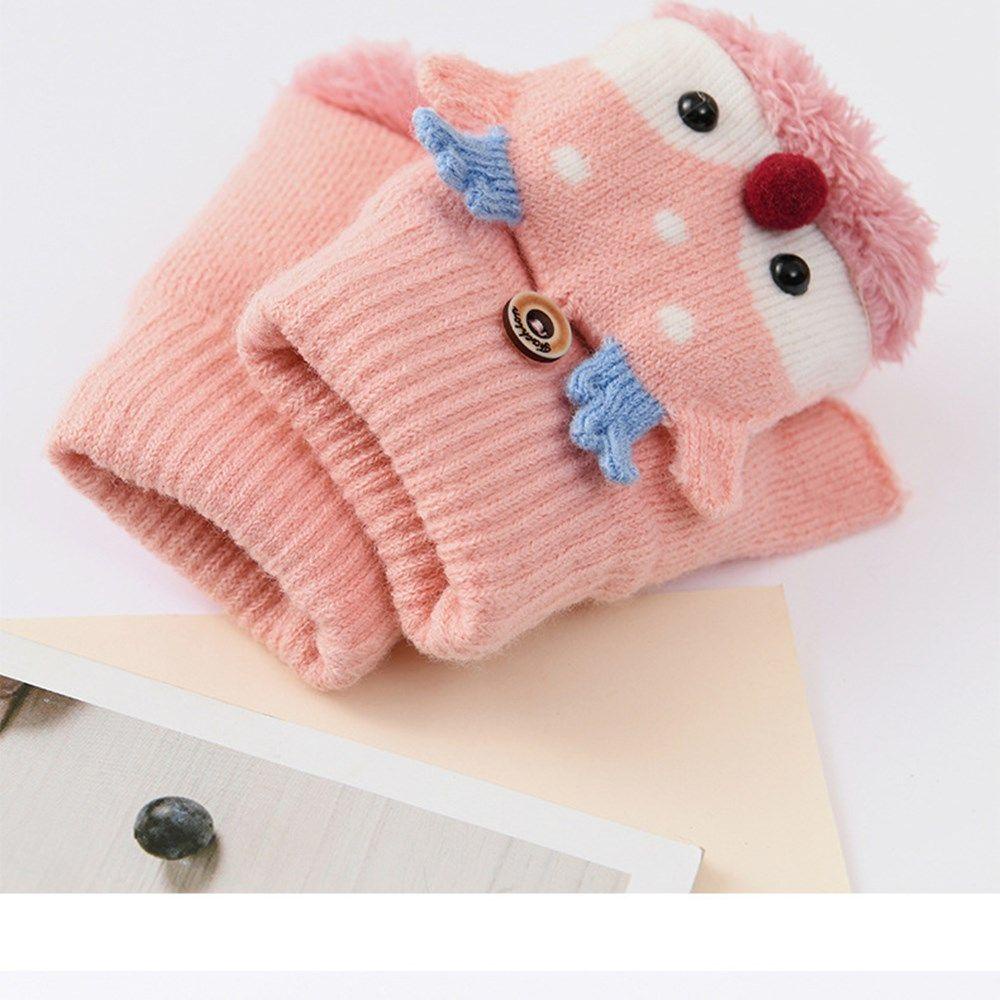 1 Đôi Găng Tay Dệt Kim Hở Ngón Họa Tiết Tuần Lộc Hoạt Hình Dễ