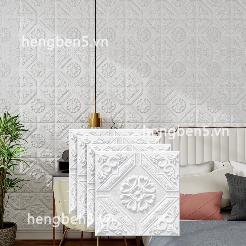 H&B Hoa 3D Xốp dán tường Mô hình Trần tường Giấy dán tường trang trí tường Chống thấm nước Gạch xốp Thiết kế Trường hợp mềm Nhãn dán cho phòng ngủ | BigBuy360 - bigbuy360.vn