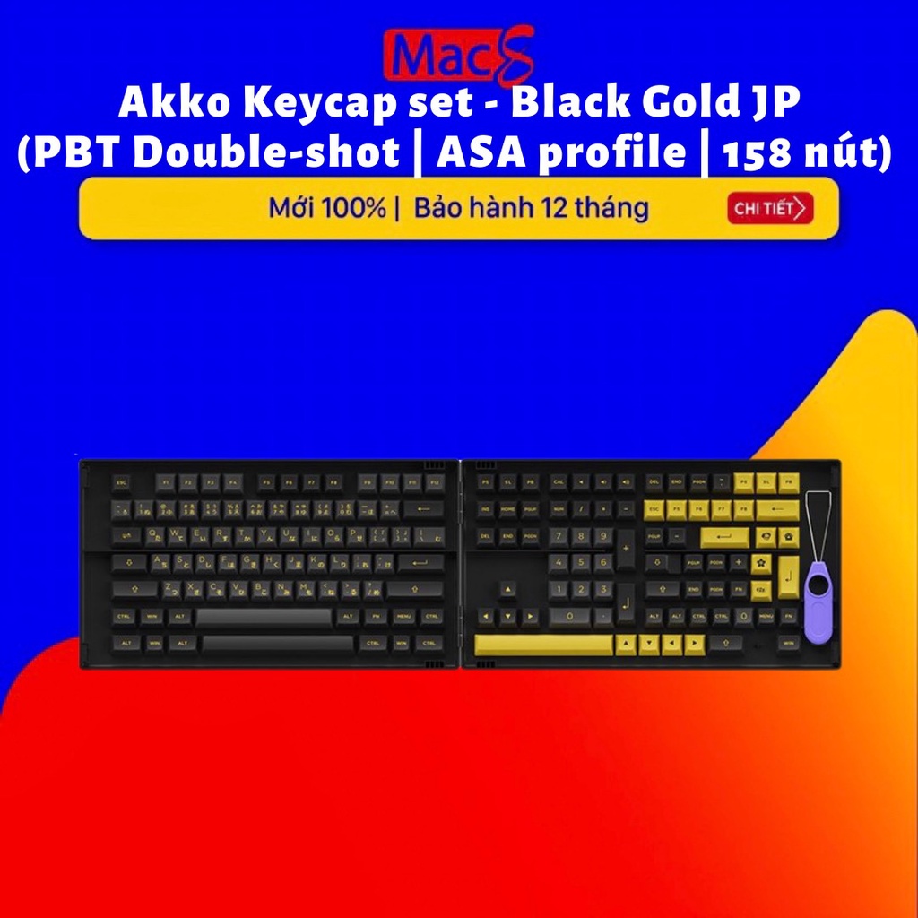 [Mã 254ELSALE giảm 7% đơn 300K] AKKO Keycap set – Black Gold JP (PBT Double-Shot/ASA profile/158 nút)