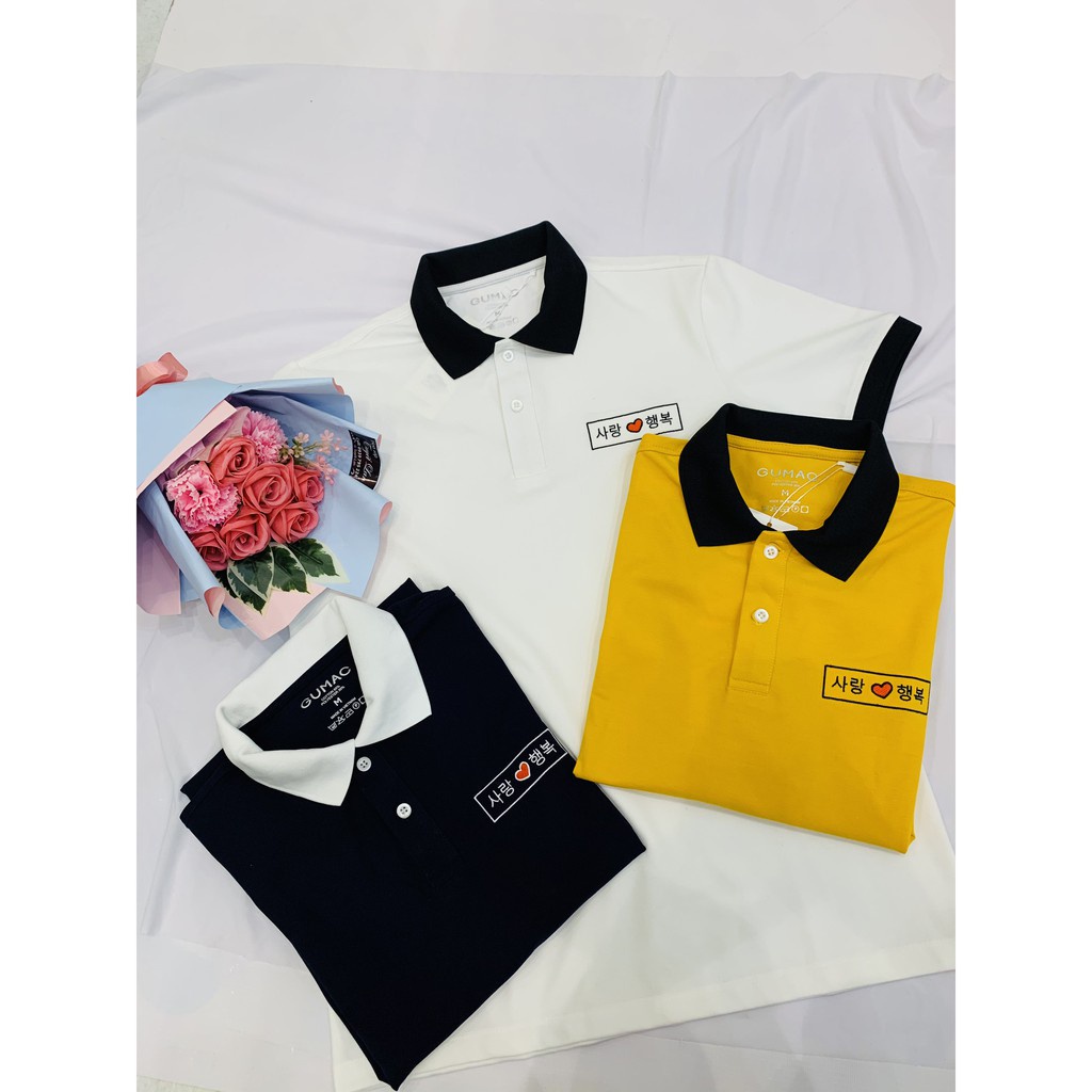 [Mã WABRGUM giảm 10% tối đa 30K đơn 99K] Áo thun nam polo thêu trái tim GUMAC tay ngắn thun cá sấu ATNB5101