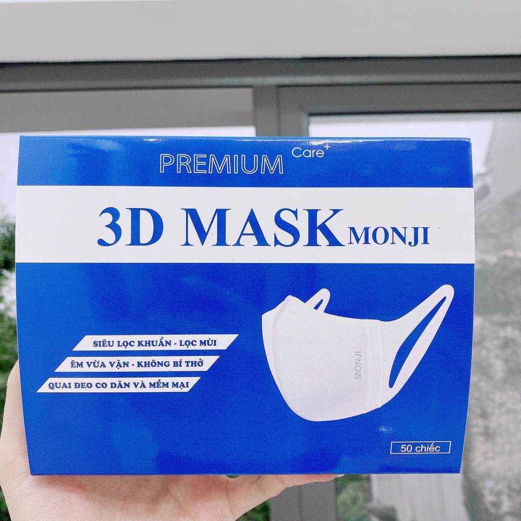 Khẩu trang 3D Mask MONJI chính hãng kháng khuẩn cao cấp công nghệ nhật bản [Hộp 50 Chiếc]