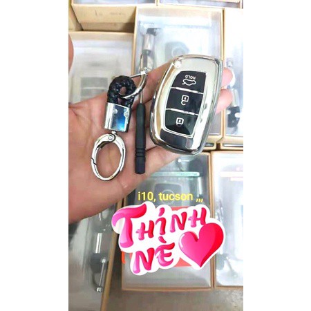 ốp chìa khoá i10, Elantra, Tucson Tráng gương crom chìa cơ