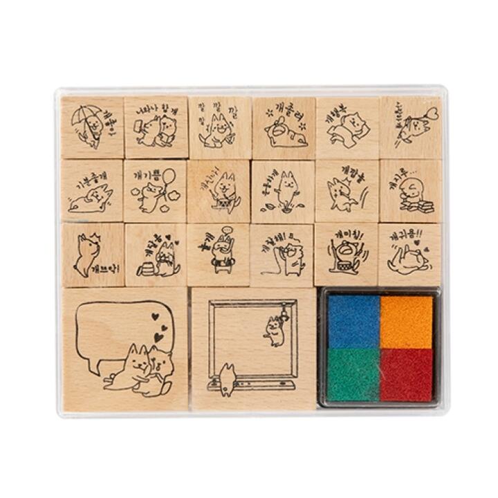 Bộ Tem In ARTBOX Hàn Quốc Hình Cún Shiba 20 Kiểu