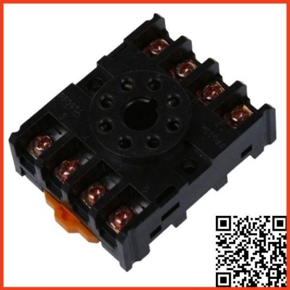 Timer cơ AH3-3 rơ le thời gian 8 chân tròn điện áp 220VAC tặng kèm chân đế PF083A