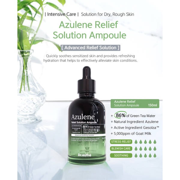 Tinh Chất Serum Cúc La Mã Làm Dịu Da Đỏ Nhạy Cảm DR.ESTHÉ Azulene Relief Solution Ampoule 52ml
