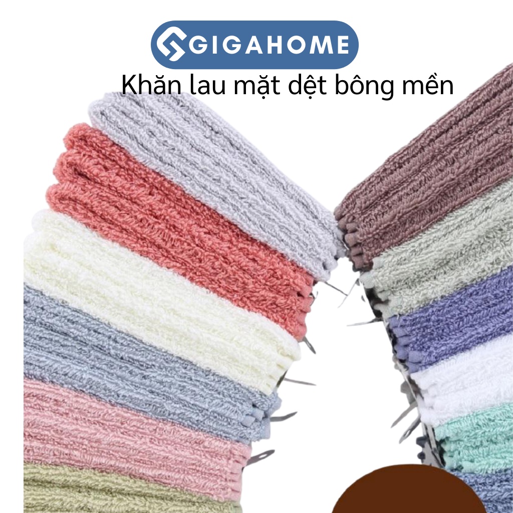 Khăn Mặt Dệt Bông 34x34cm Kháng Khuẩn, Thấm Hút Tốt GIGAHOME 8262