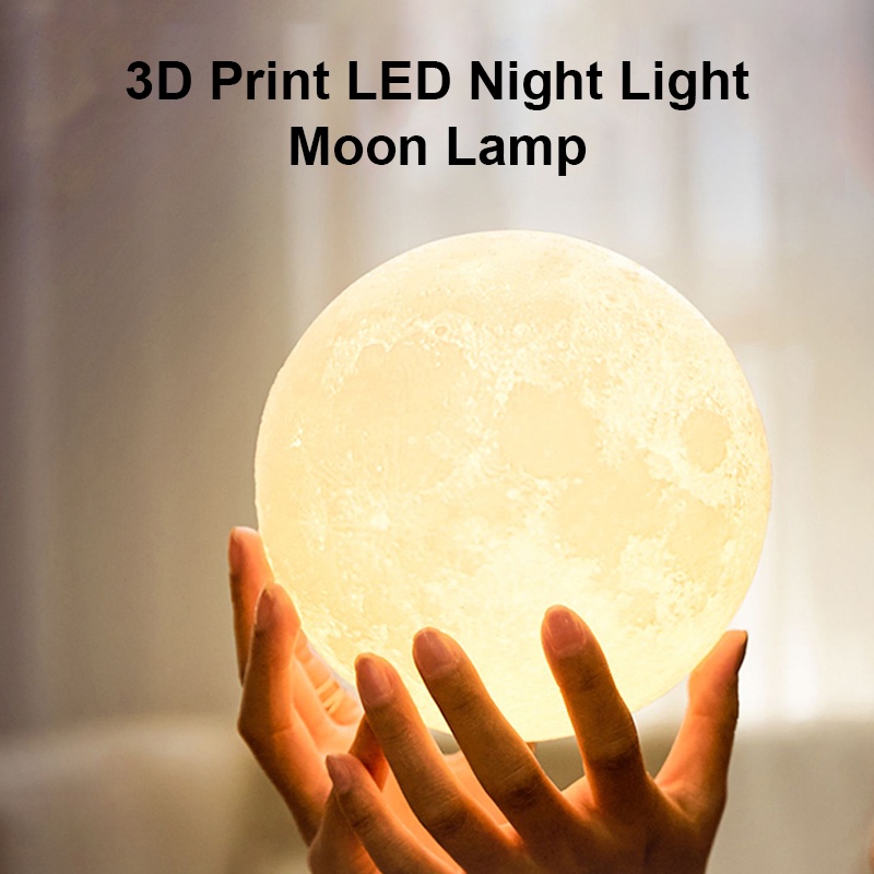 ĐÈN NGỦ MẶT TRĂNG 8 inch màu ấmĐèn ngủ Mặt Trăng Moon Light 3D Cảm Ứng. Phù hợp với những bạn thích trang trí phòng ngủ.