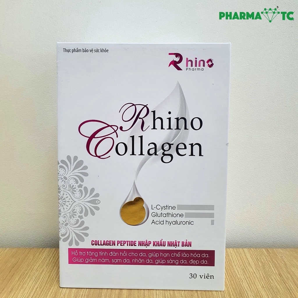 Viên uống Collagen Rhino, sáng da, đẹp da với Collagen peptide và Glutathione - Hộp 30 viên - PharmaOTC