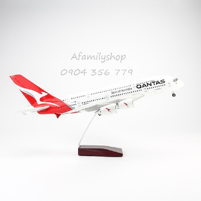 Mô hình máy bay Qantas Airbus A380 47cm có bánh xe và đèn led