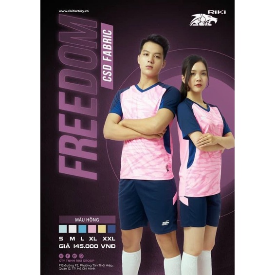 Bộ áo đấu không logo Riki Freedom hồng