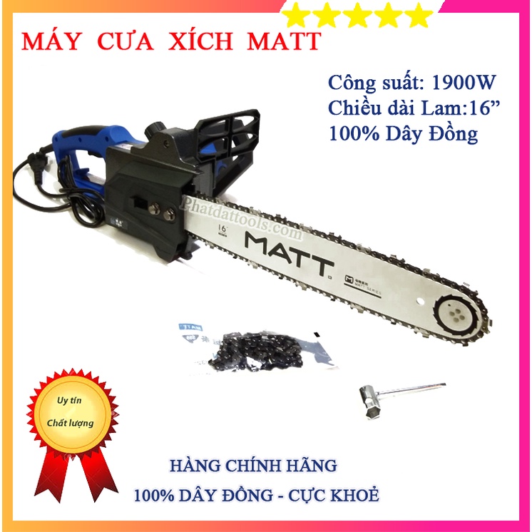 Máy cưa xích dùng điện MATT 405-3 (1900W) - Chuyên dụng xẻ gỗ, siêu mạnh, siêu bền - Bảo hành 6 tháng