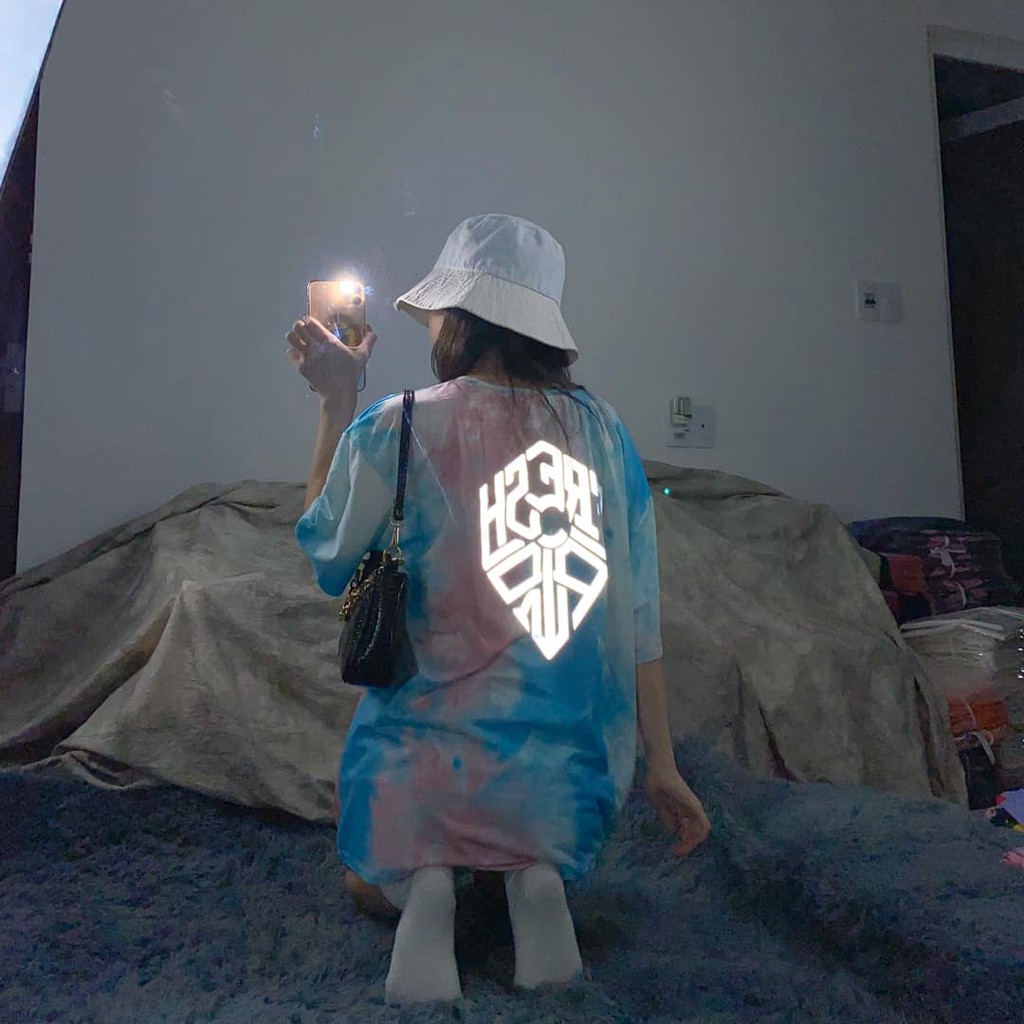 Áo thun tay ngắn phản quang unisex nam nữ, áo phông tay lỡ, không phai màu 65% cotton, free size 40-75kg-yumi47store | BigBuy360 - bigbuy360.vn