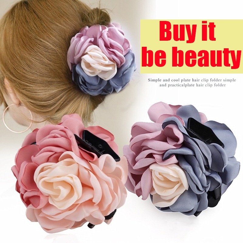 Kẹp Tóc Hoa Hồng Bằng Nhựa Màu Đen Thời Trang Thanh Lịch Dành Cho Nữ