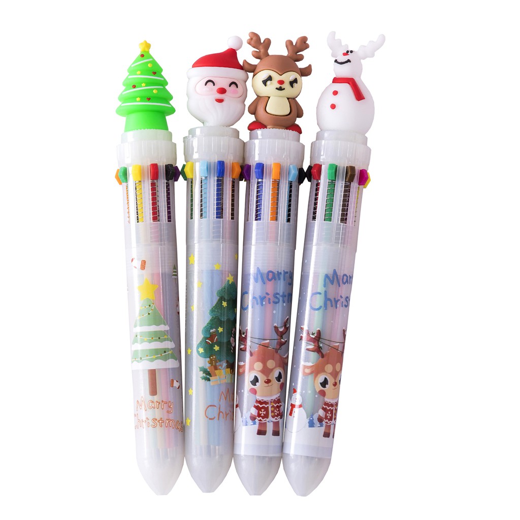Bút bi 10 màu hình noel_ Quà noel cho bé học tập_Đồ dùng học tập cho bé giá rẻ
