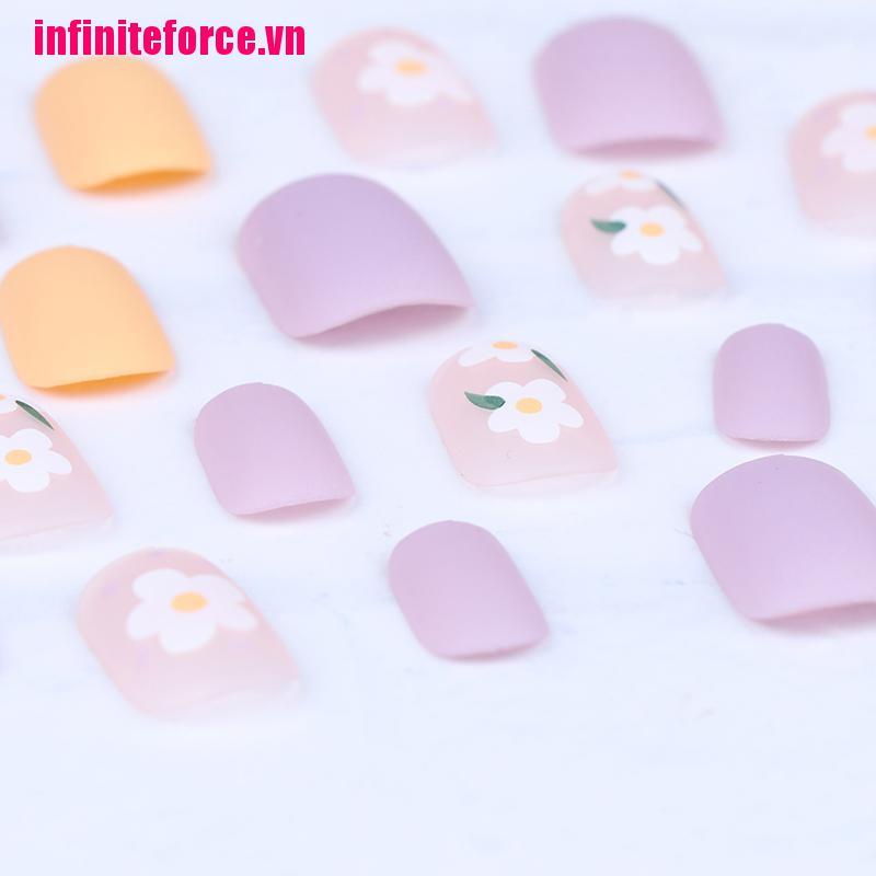 (Hàng Mới Về) Bộ 24 Móng Tay Giả Hình Bông Hoa Trang Trí