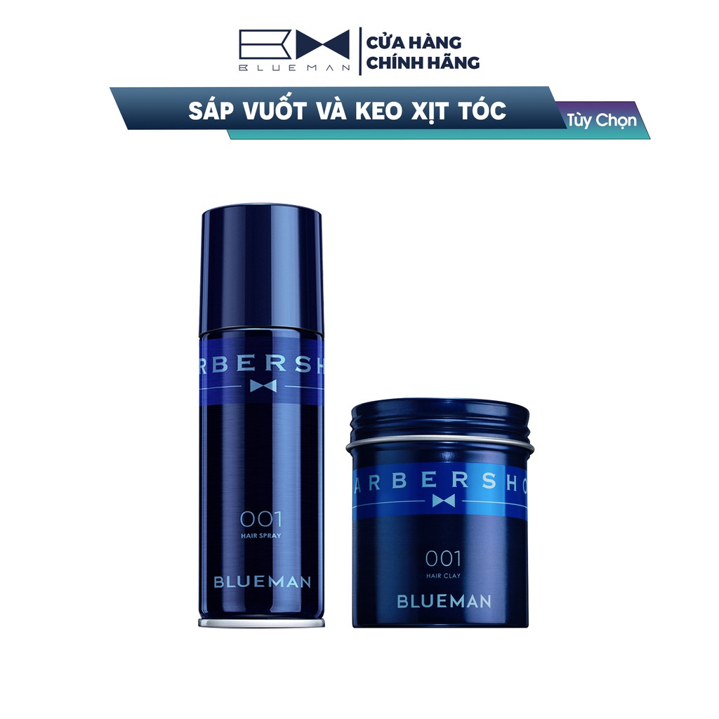 Combo Gôm Xịt Tóc Nam + Sáp Vuốt Tóc Nam BLUEMAN Giữ Nếp Tóc Lâu