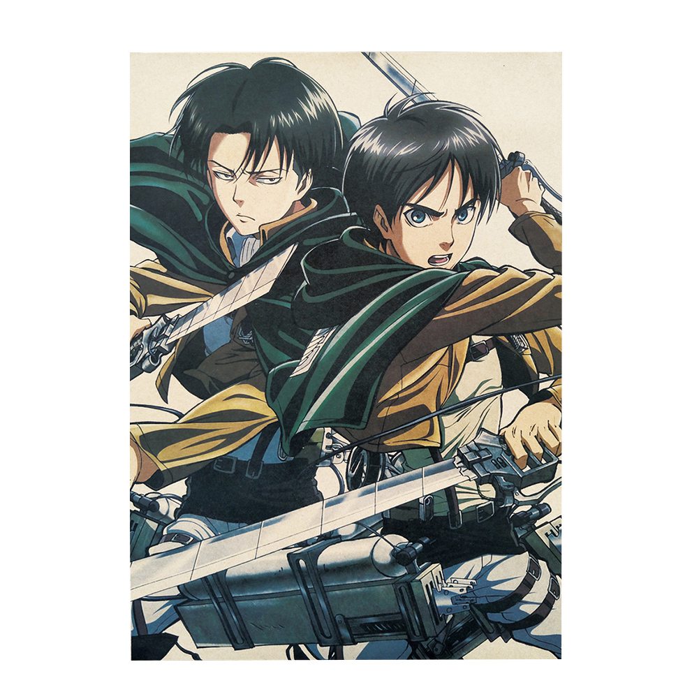Poster giấy kraft hình truyện tranh Attack on Titan trang trí độc đáo