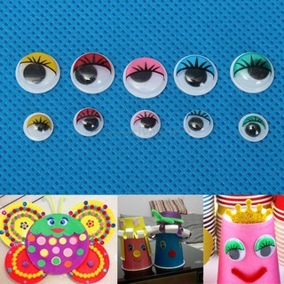50PCs Coloured Eyelashes Wiggly Wobbly Googly Eyes Lash For DIY Craft Decor C