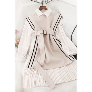 Set váy gile dạ ép