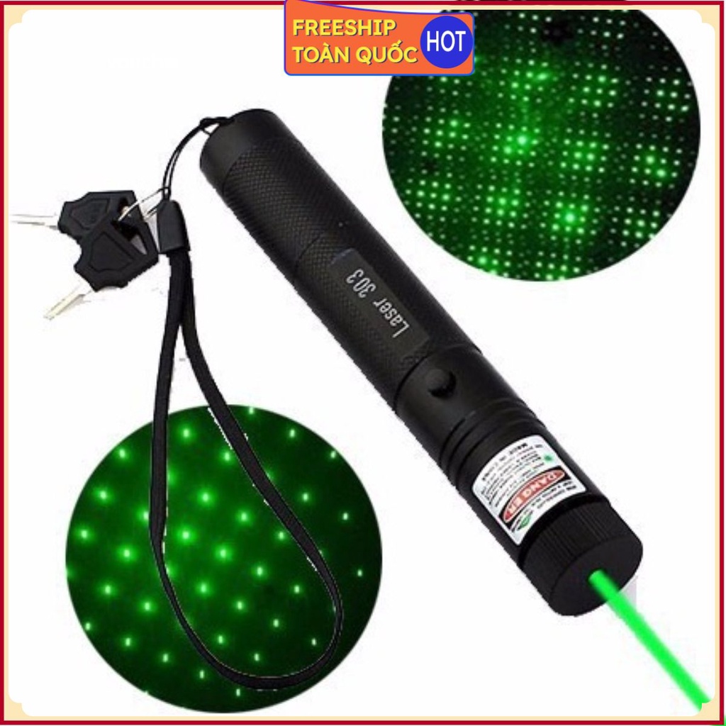 Đèn Laser Siêu Mạnh-Đèn Laze 303 Tia Sáng Xanh có kèm pin sạc - #led