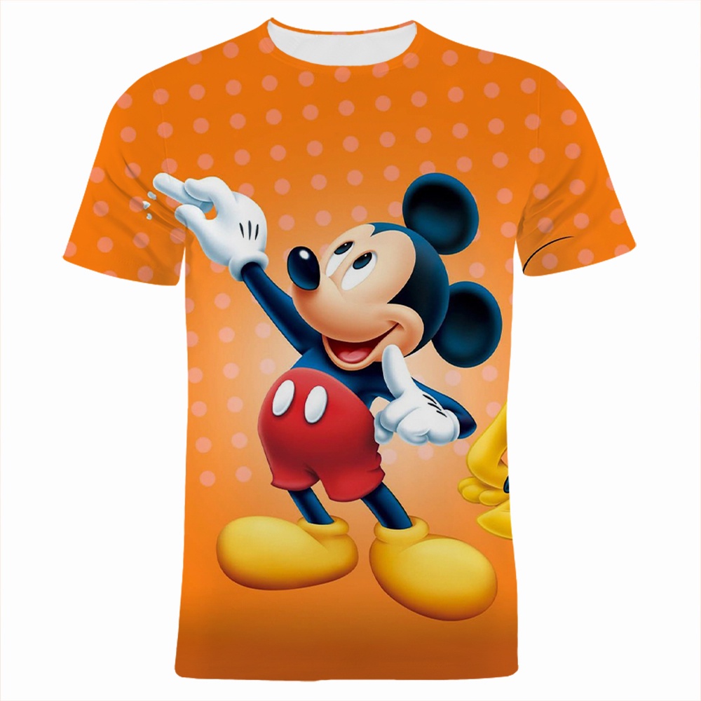 Áo Thun Tay Ngắn In Hình Chuột Mickey Hoạt Hình 3D Thời Trang Mùa Hè 2023 Dành Cho Nam Nữ