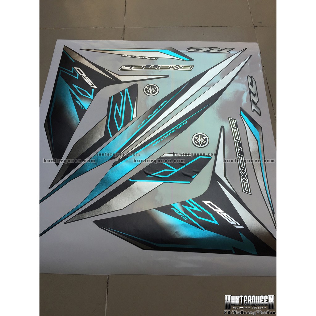 Tem xe exciter 150 RC dán xe đen. Chất liệu crom nhám sang trọng. Ex 150